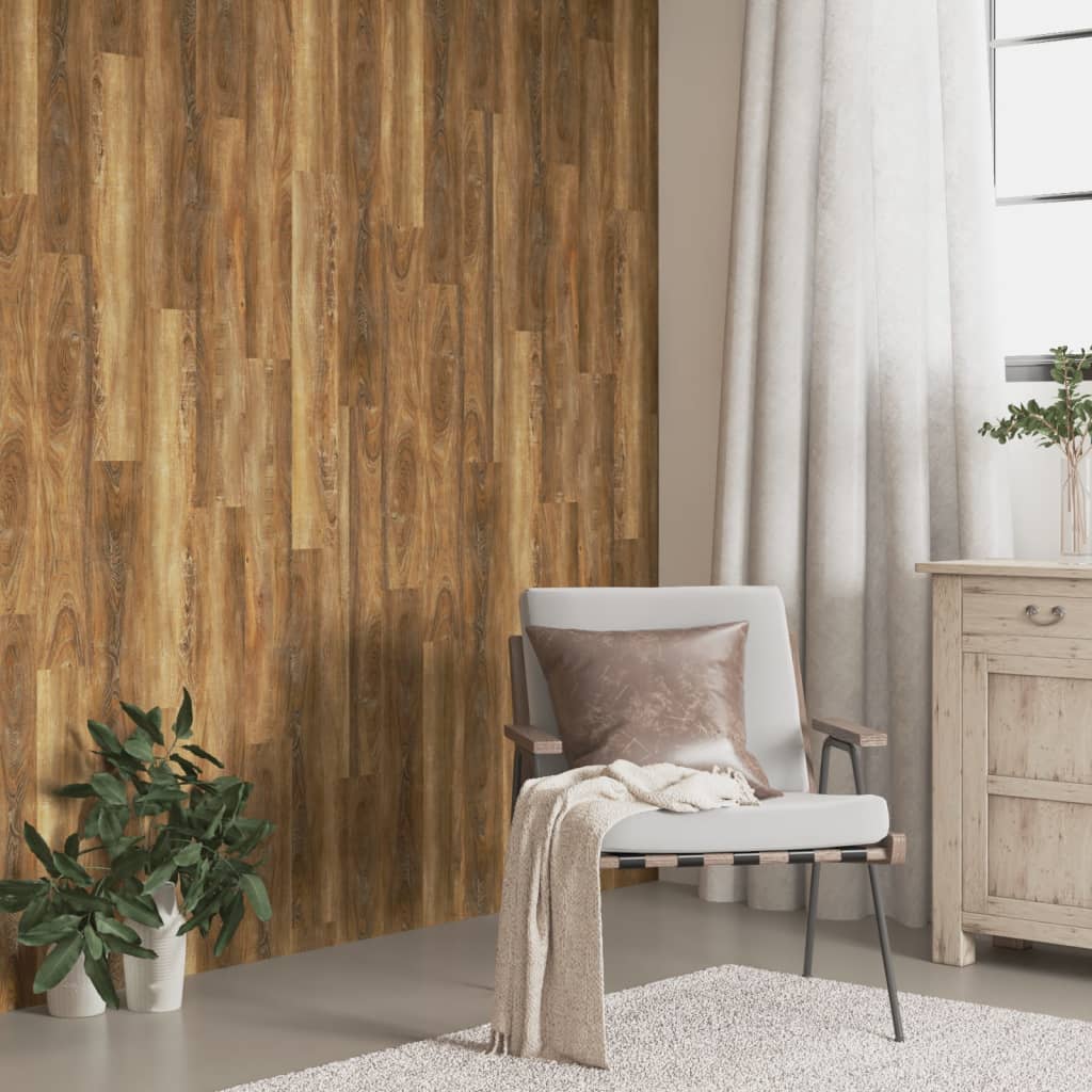 vidaXL Panouri de perete aspect lemn, maro, 2,06 m², PVC