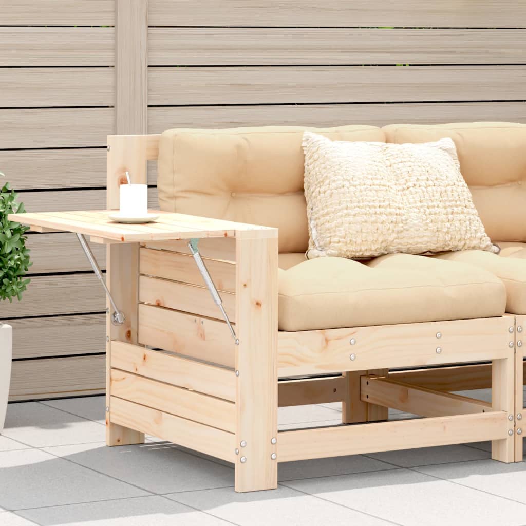 vidaXL Canapea cu cotieră de grădină, cu masă laterală, lemn masiv pin