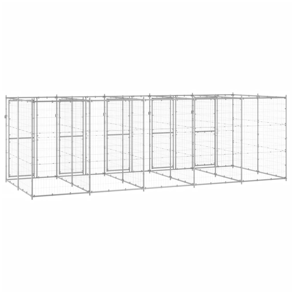 vidaXL Padoc pentru câini de exterior, 12,1 m², oțel galvanizat