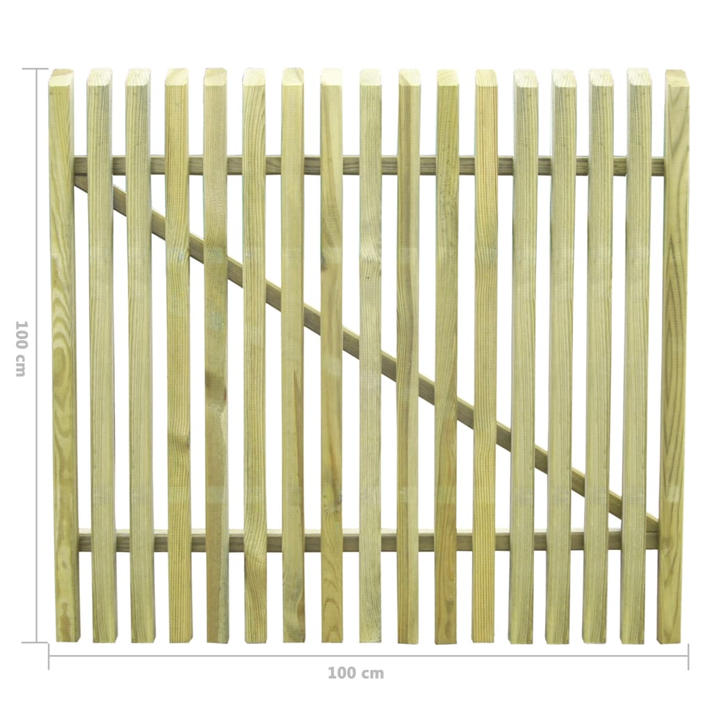 vidaXL Poartă de grădină din scânduri, 100x100 cm, lemn de pin tratat