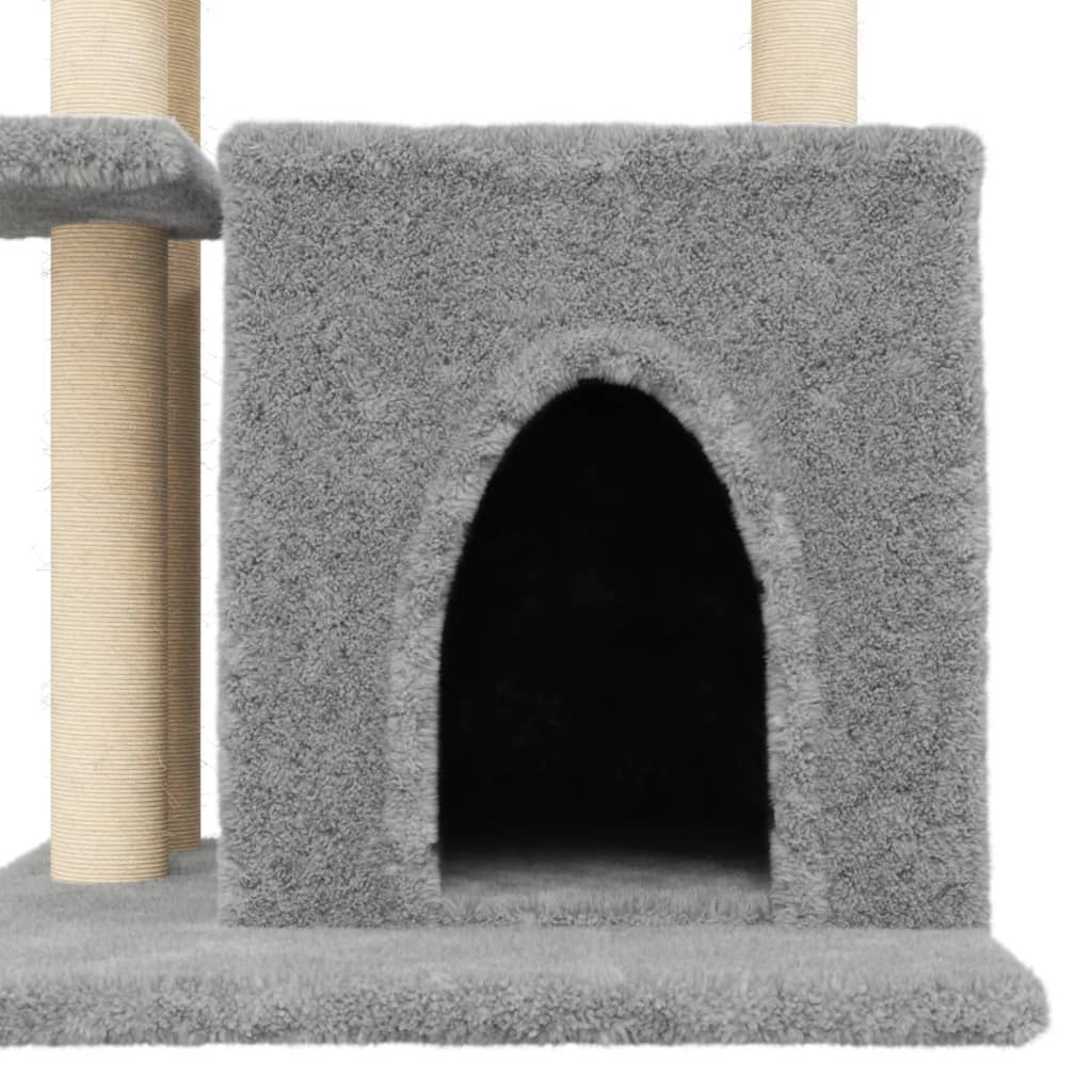 vidaXL Ansamblu pisici, stâlpi din funie sisal, gri deschis, 83,5 cm