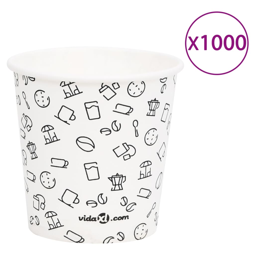 vidaXL Pahare de cafea de hârtie, 1000 buc., alb și negru, 120 ml