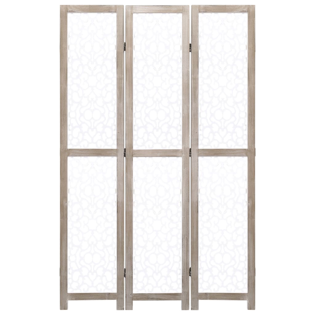 vidaXL Paravan de cameră cu 3 panouri, alb, 105 x 165 cm, lemn masiv