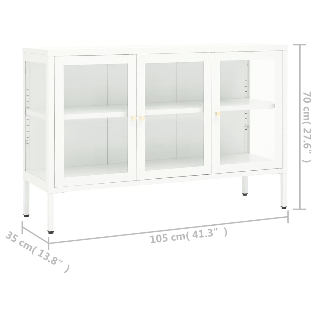 vidaXL Servantă, alb, 105x35x70 cm, oțel și sticlă