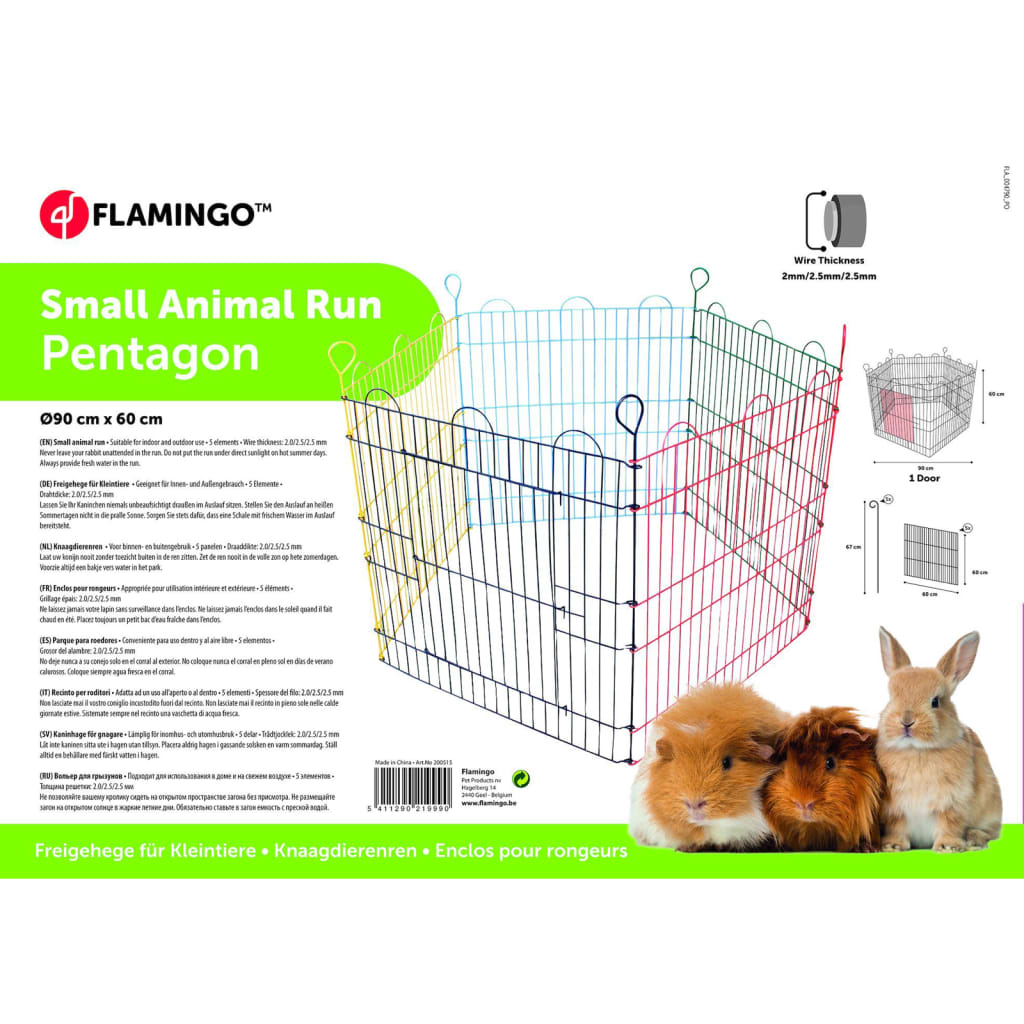 FLAMINGO Țarc joacă iepure „Pentagon” 5 piese, multicolor, 90x60 cm