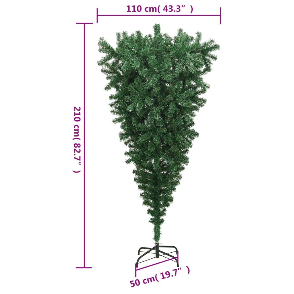 vidaXL Pom de Crăciun artificial inversat, cu suport, verde, 210 cm
