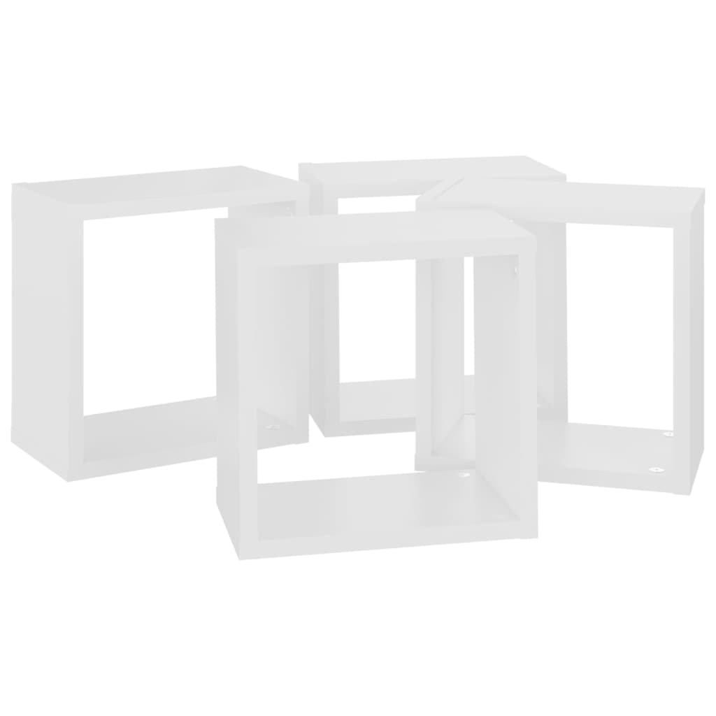 vidaXL Rafturi de perete cub, 4 buc., alb, 26x15x26 cm