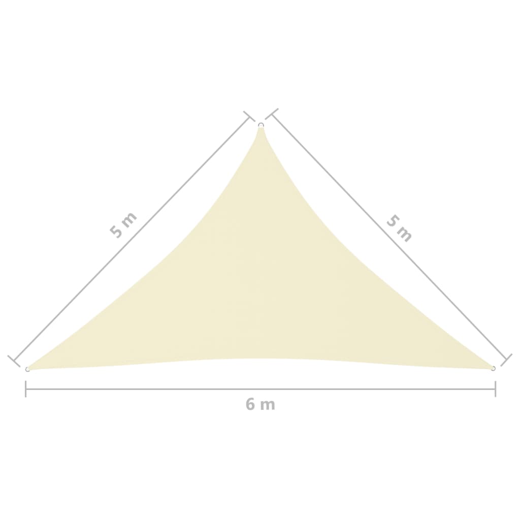 vidaXL Pânză parasolar, crem, 5x5x6 m, țesătură oxford, triunghiular