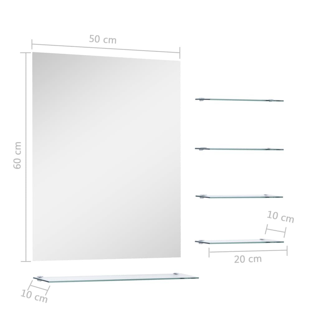 vidaXL Oglindă de perete cu 5 rafturi, argintiu, 50 x 60 cm