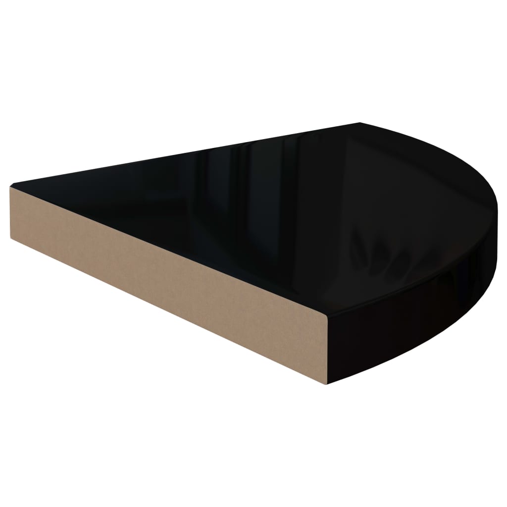 vidaXL Rafturi colț perete 4 buc, negru extralucios, 35x35x3,8 cm, MDF