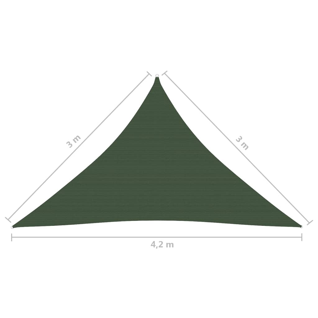 vidaXL Pânză parasolar, verde închis, 3x3x4,2 m, HDPE, 160 g/m²