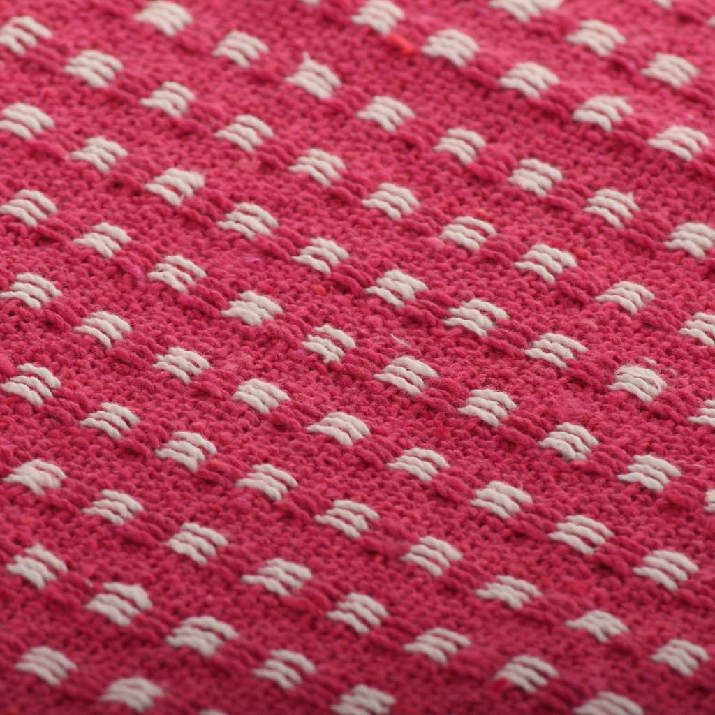 vidaXL Cuvertură cu pătrățele, bumbac, 160 x 210 cm, roz