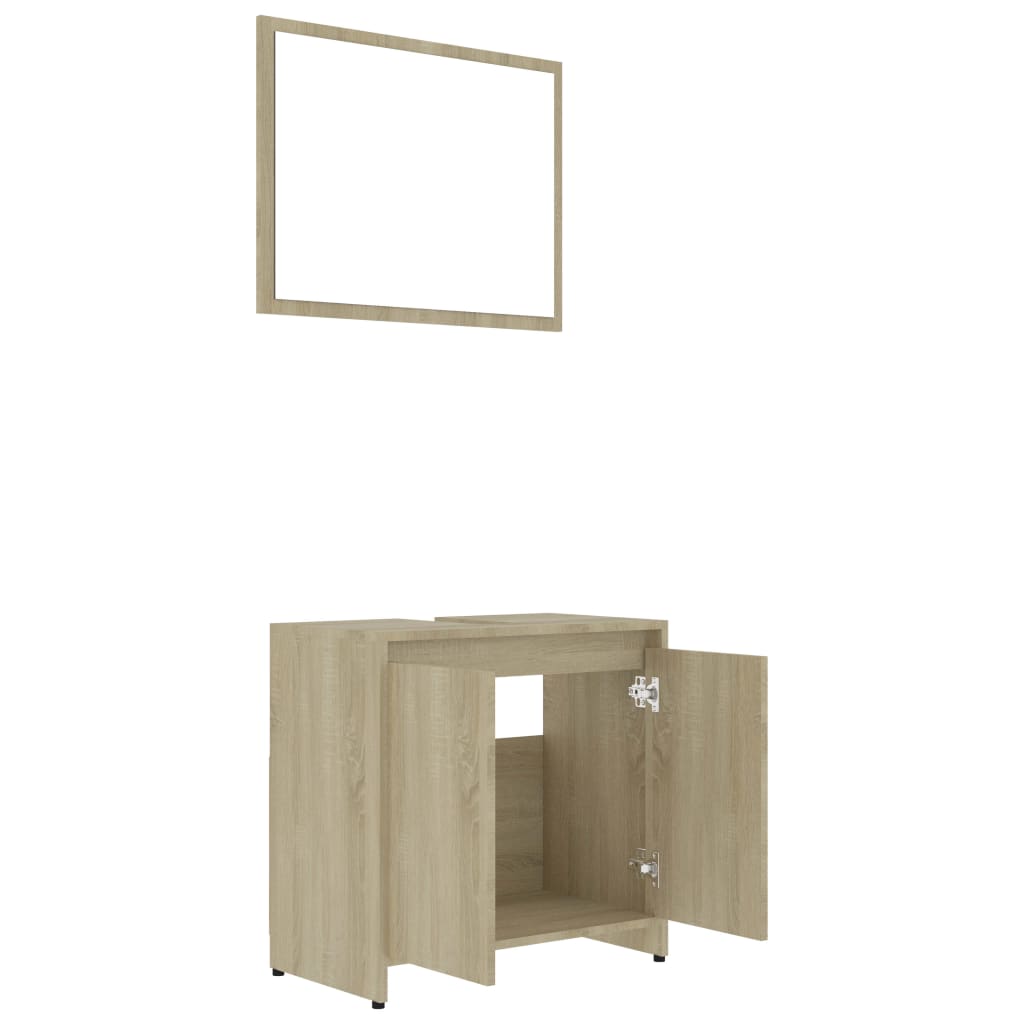 vidaXL Set mobilier de baie din 3 piese, stejar Sonoma lemn prelucrat