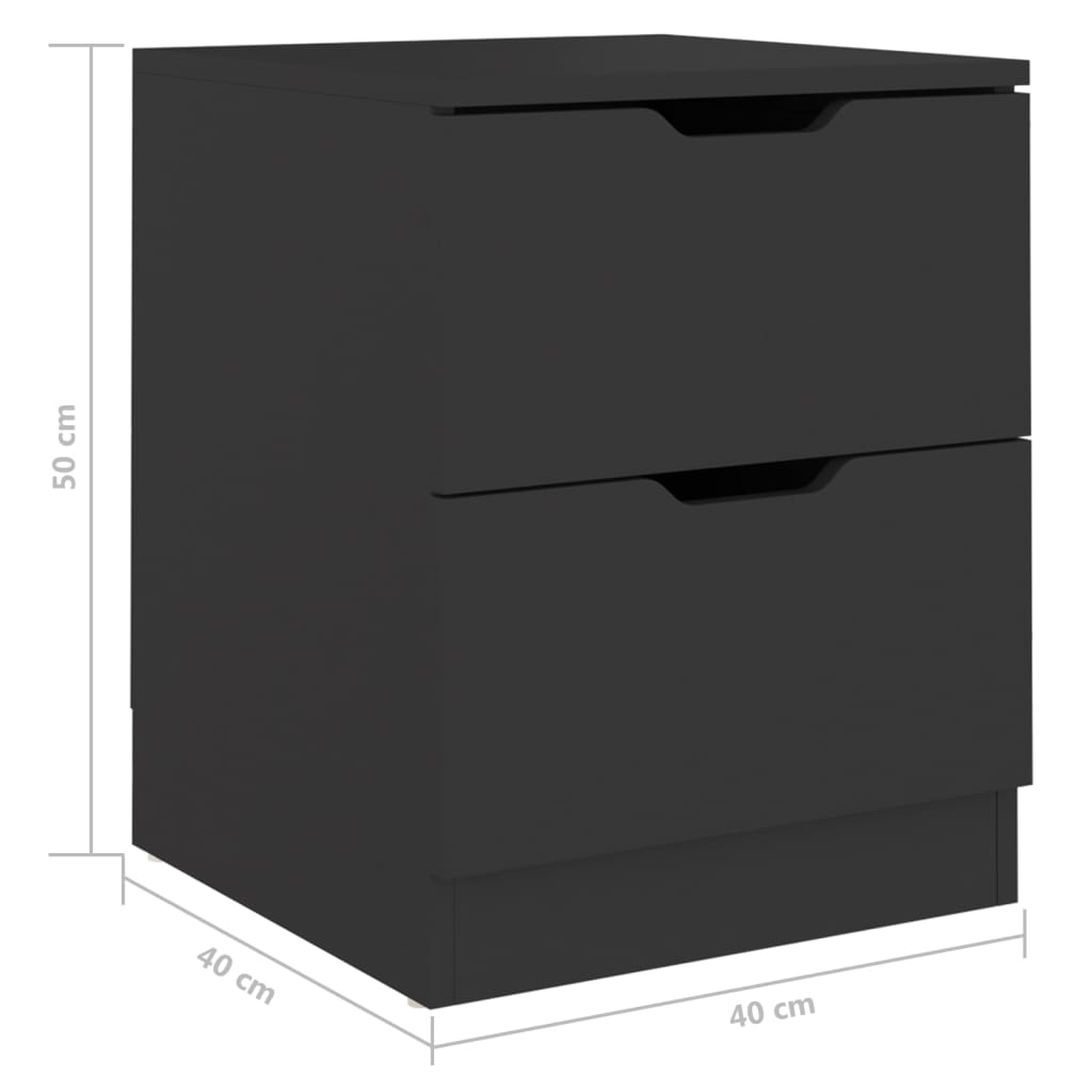 vidaXL Dulapuri noptieră, 2 buc., negru, 40x40x50 cm, lemn prelucrat