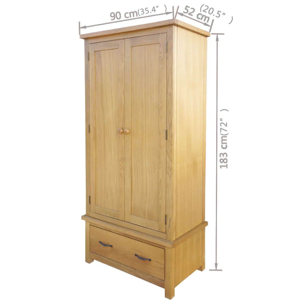 vidaXL Șifonier cu un sertar, 90 x 52 x 183 cm, lemn masiv de stejar