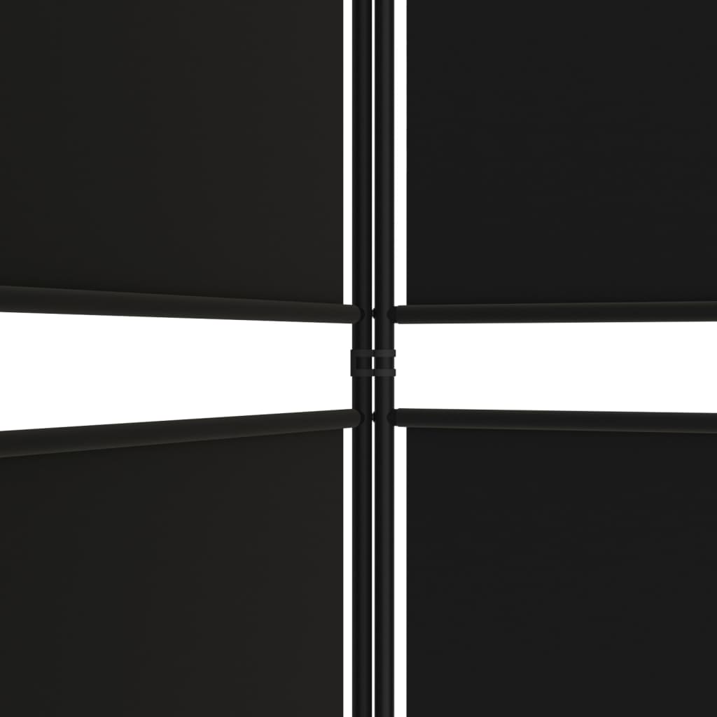 vidaXL Paravan de cameră cu 3 panouri, negru, 150x220 cm, textil