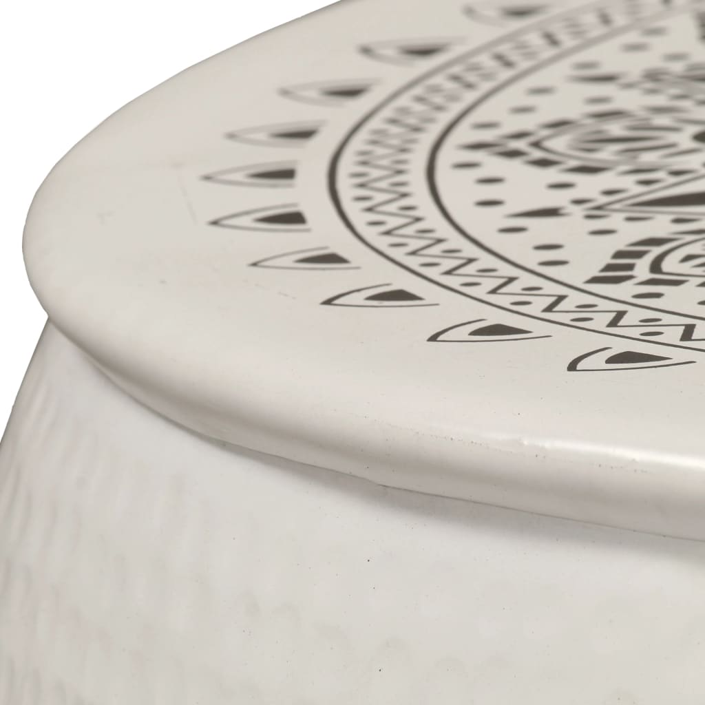 vidaXL Măsuță de cafea, alb, 70 x 30 cm, aluminiu bătut cu ciocanul
