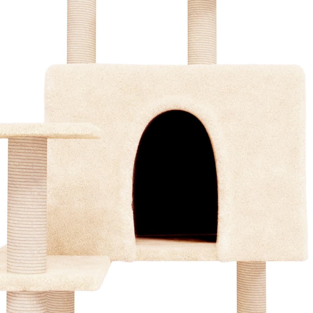 vidaXL Ansamblu de pisici cu stâlpi din funie de sisal, crem, 153 cm