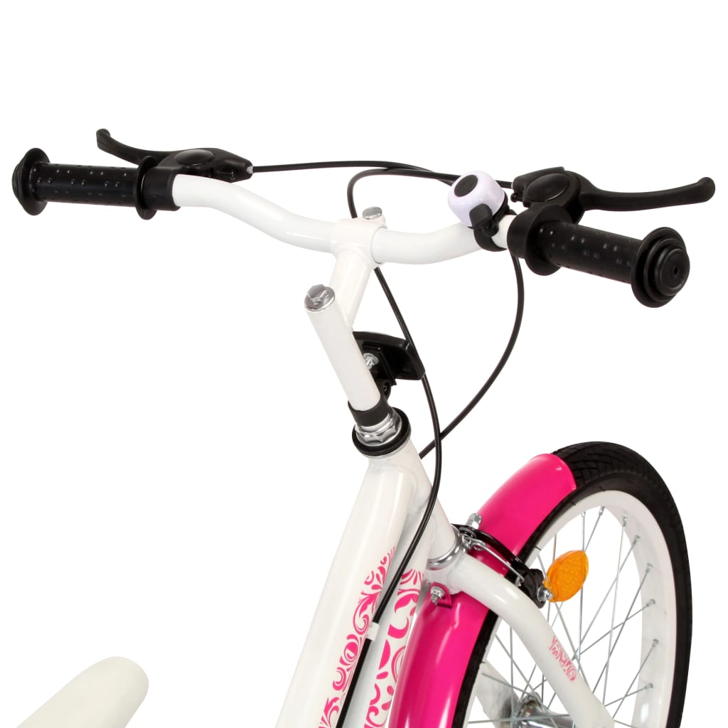 vidaXL Bicicletă pentru copii, roz și alb, 24 inci