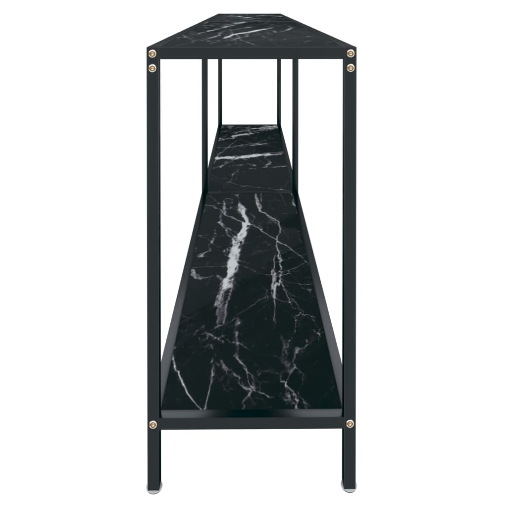 vidaXL Masă consolă, negru, 220x35x75,5 cm, sticlă securizată
