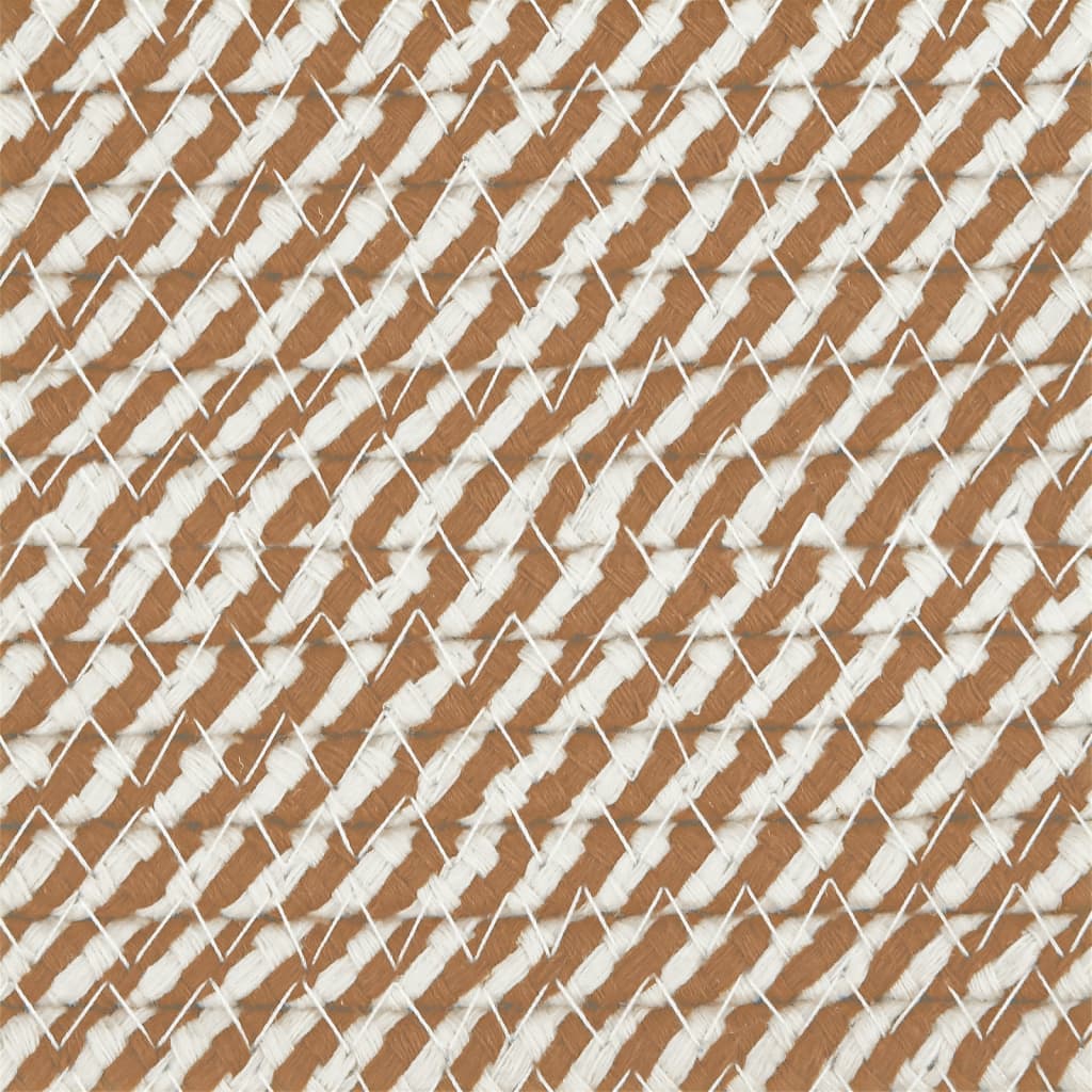 vidaXL Coș de rufe, maro și alb, Ø55x36 cm, bumbac