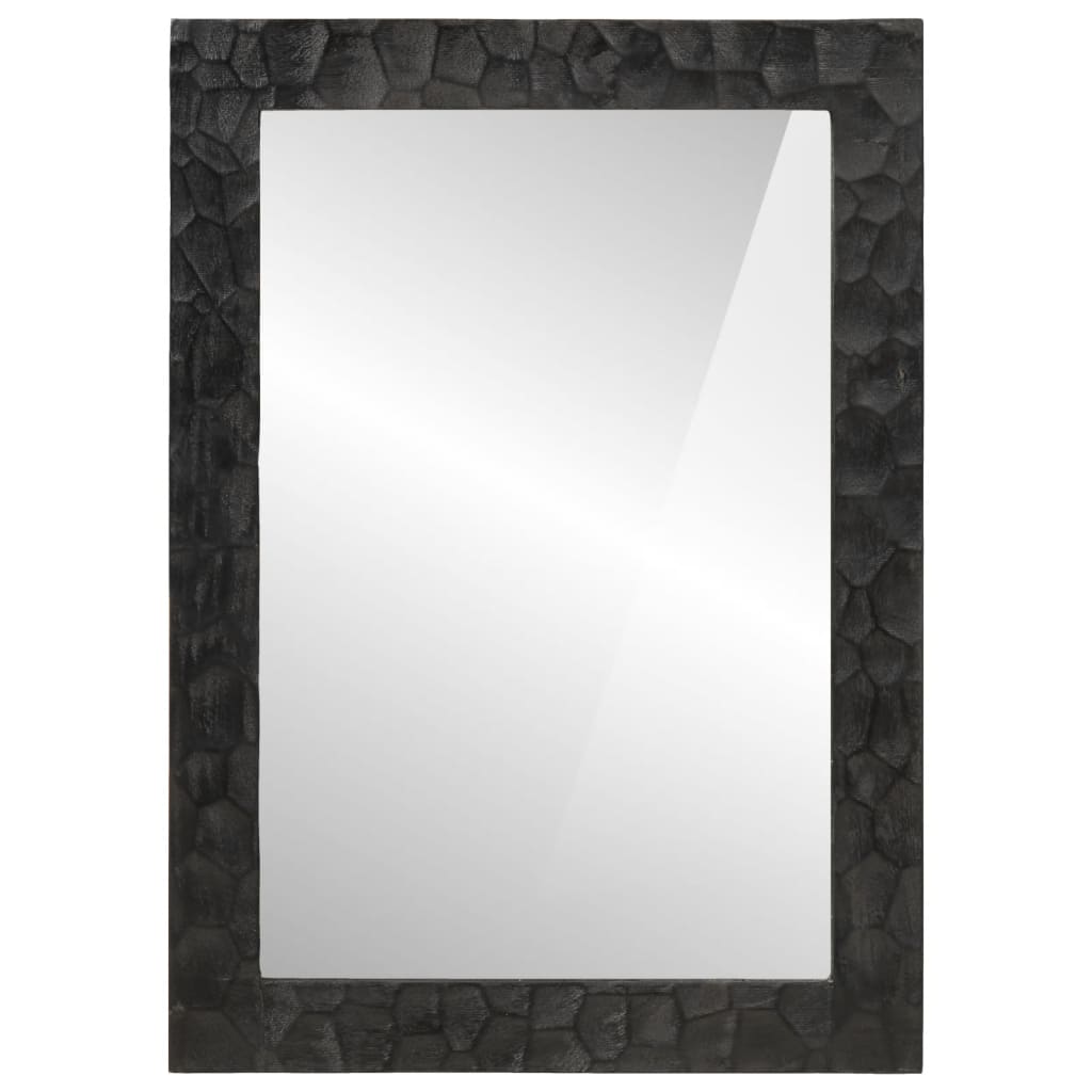 vidaXL Oglindă de baie negru 50x70x2,5cm lemn masiv de mango și sticlă