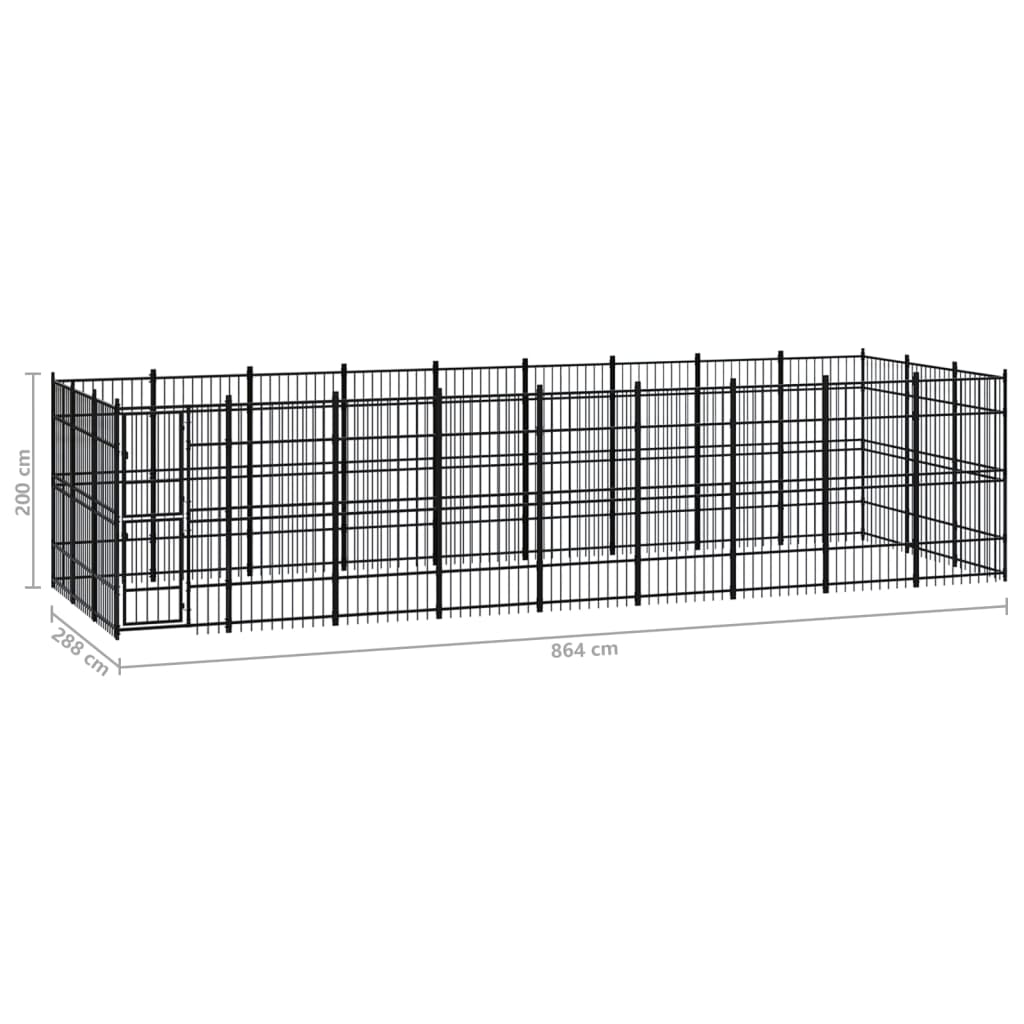vidaXL Padoc pentru câini de exterior, 24,88 m², oțel