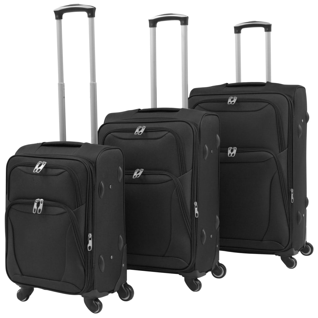 vidaXL Set de valize din material textil, 3 piese, negru