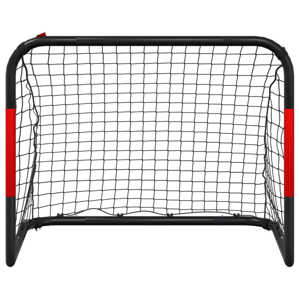 vidaXL Poartă de fotbal cu plasă, roșu și negru, 90x48x71 cm, oțel