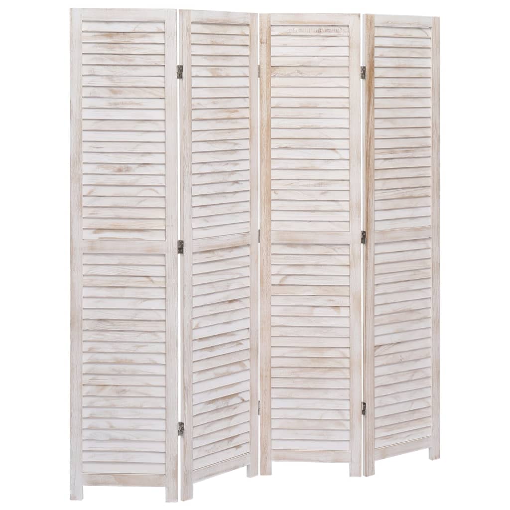 vidaXL Paravan de cameră cu 4 panouri, alb, 140 x 165 cm, lemn