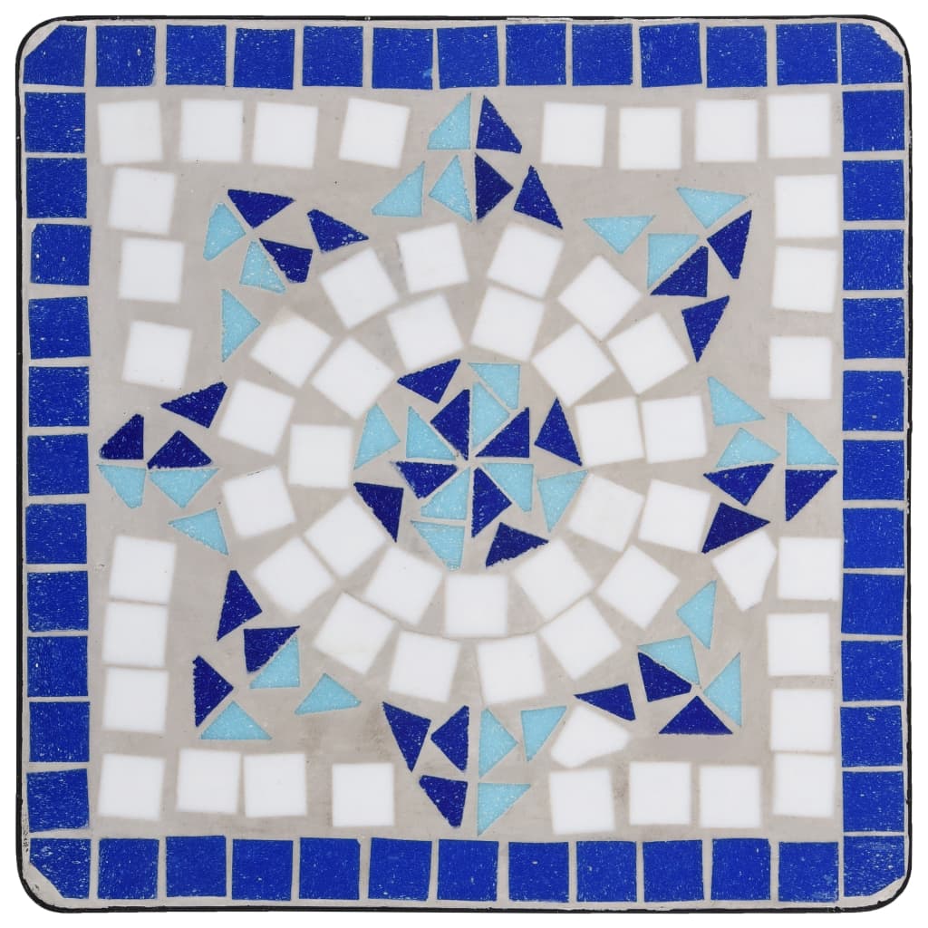 vidaXL Masă laterală cu mozaic, albastru și alb, ceramică