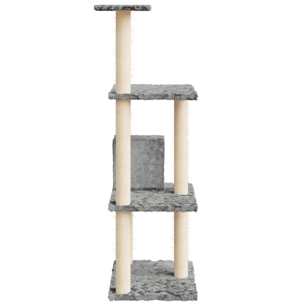 vidaXL Ansamblu pisici cu stâlpi din funie sisal, gri deschis, 119 cm