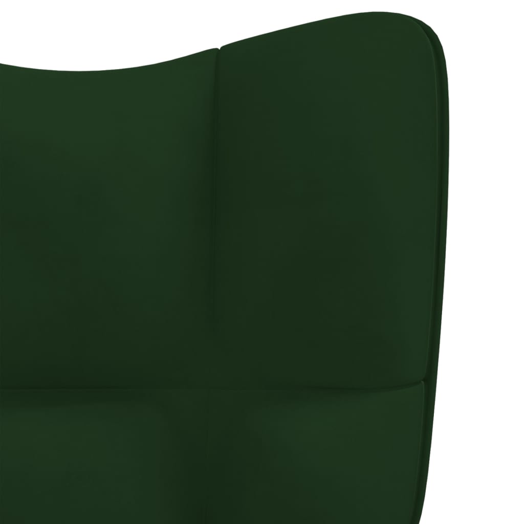 vidaXL Scaun balansoar cu taburet, verde închis, catifea
