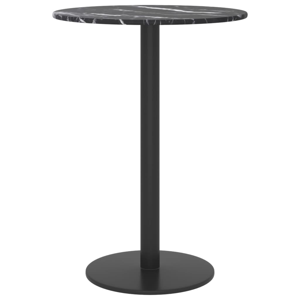 vidaXL Blat masă, negru, Ø30x0,8 cm, sticlă securizată, design marmură