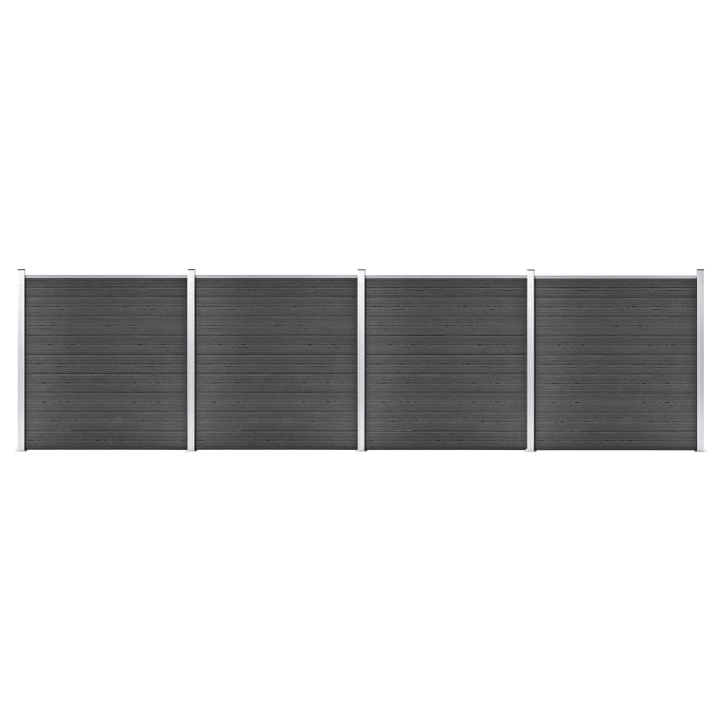 vidaXL Set de panouri de gard, negru, 699x186 cm, WPC