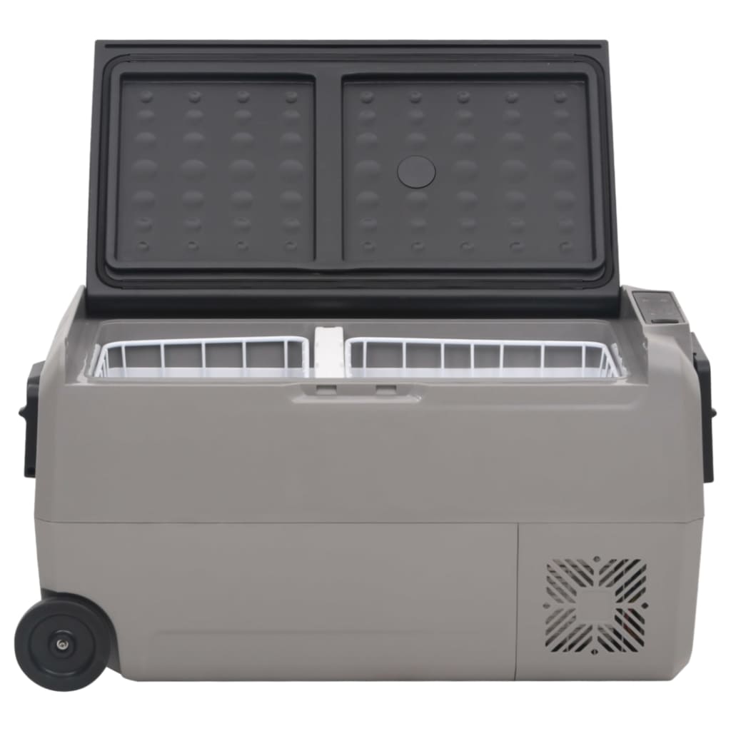 vidaXL Ladă frigorifică cu roată și adaptor, 36 L, negru&gri, PP & PE