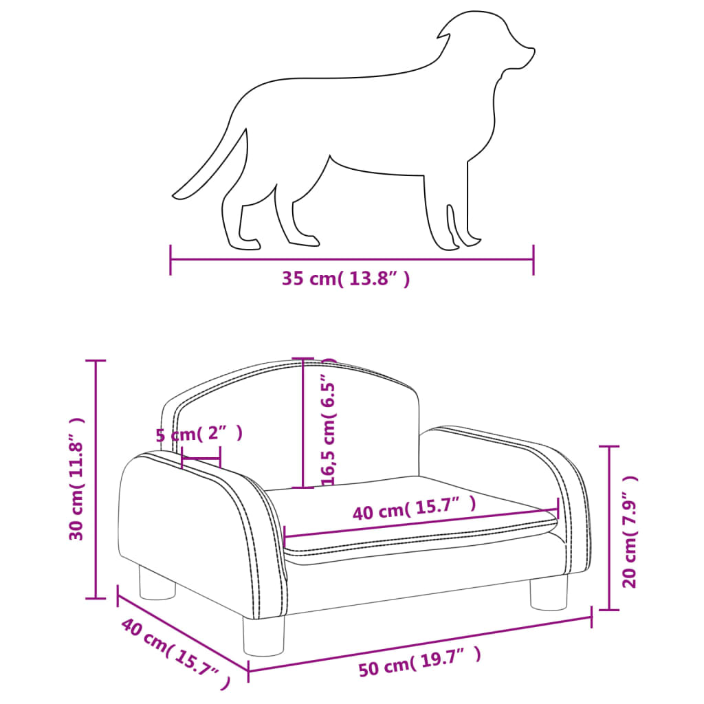 vidaXL Pat de câini, gri, 50x40x30 cm, piele ecologică