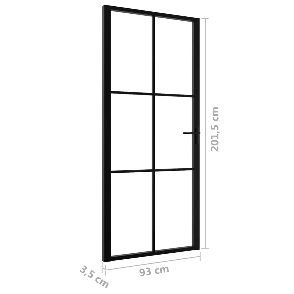 vidaXL Ușă de interior, negru, 93x201,5 cm, sticlă ESG și aluminiu
