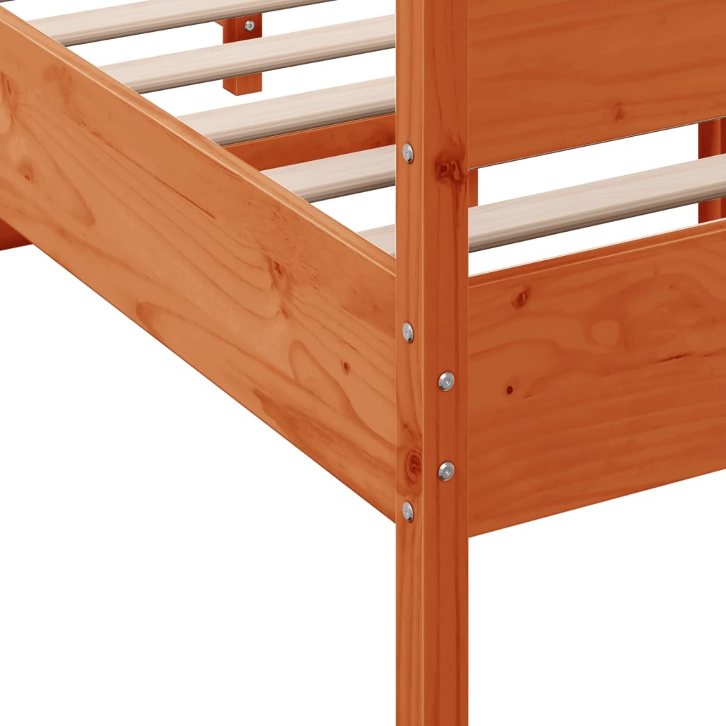 vidaXL Cadru de pat cu tăblie, maro ceruit, 120x200 cm, lemn masiv pin