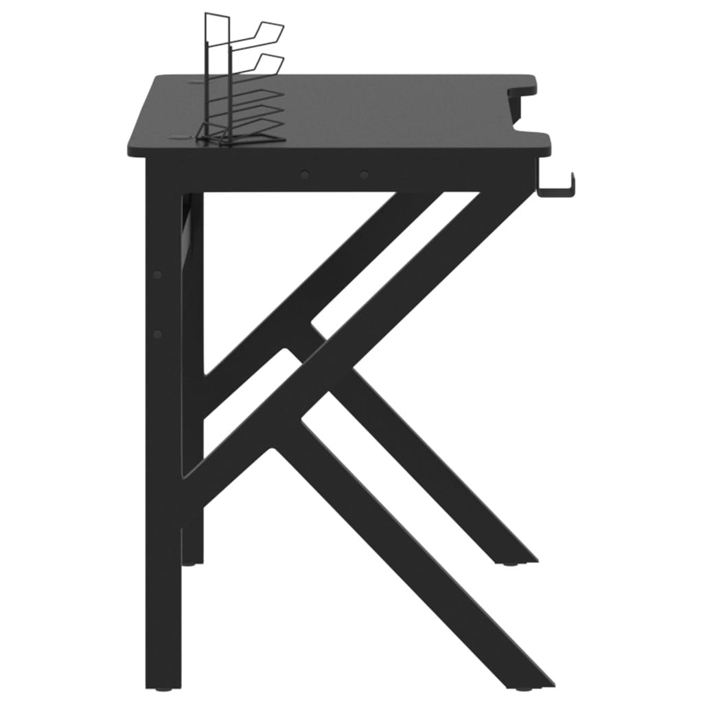 vidaXL Birou de gaming cu picioare în formă de K, negru, 90x60x75 cm