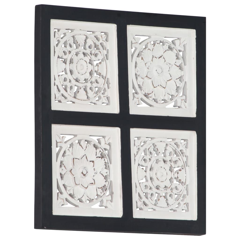 vidaXL Panouri perete sculptate manual, negru/alb, 40x40x1,5 cm, MDF