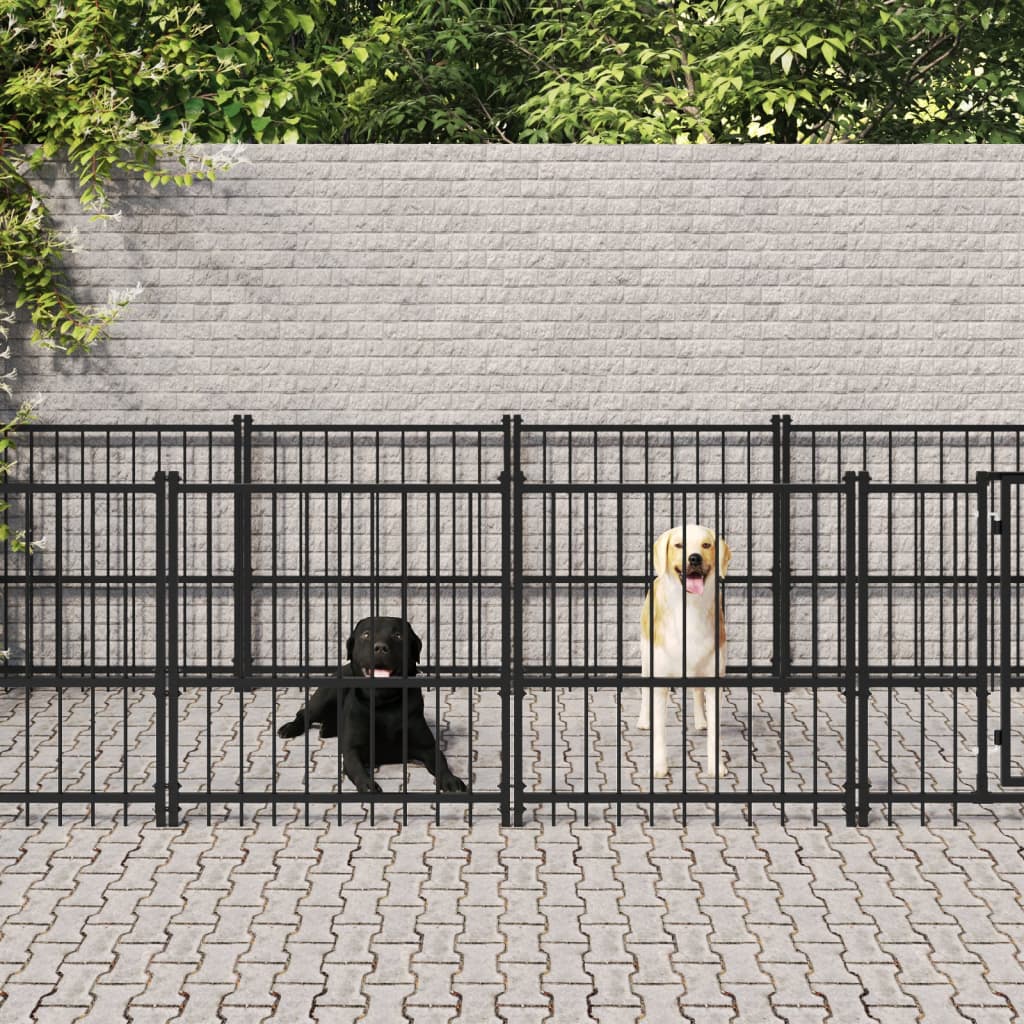 vidaXL Padoc pentru câini de exterior, 16,89 m², oțel