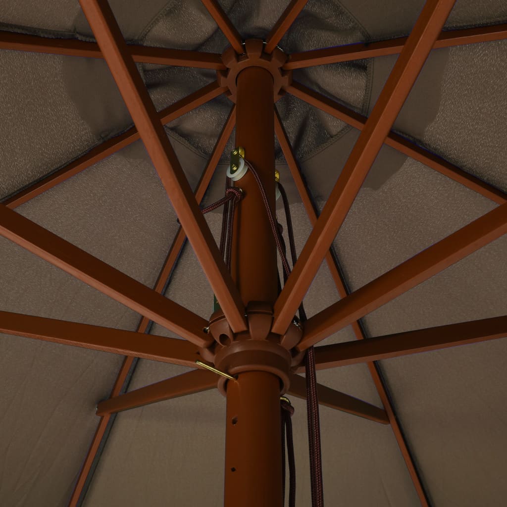 vidaXL Umbrelă de soare de exterior, stâlp din lemn, gri taupe, 330 cm