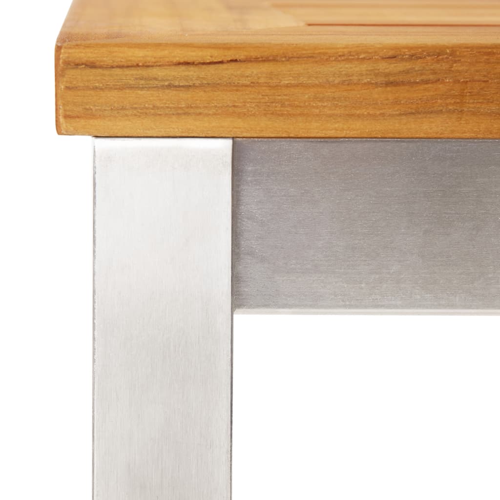 vidaXL Masă de bar, 120x60x105 cm, lemn masiv tec & oțel inoxidabil