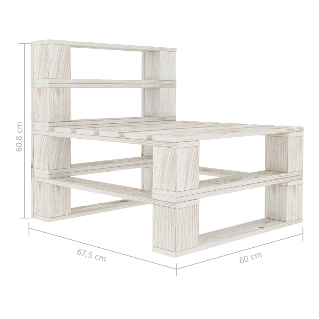 vidaXL Set mobilier de grădină din paleți, 7 piese, alb, lemn