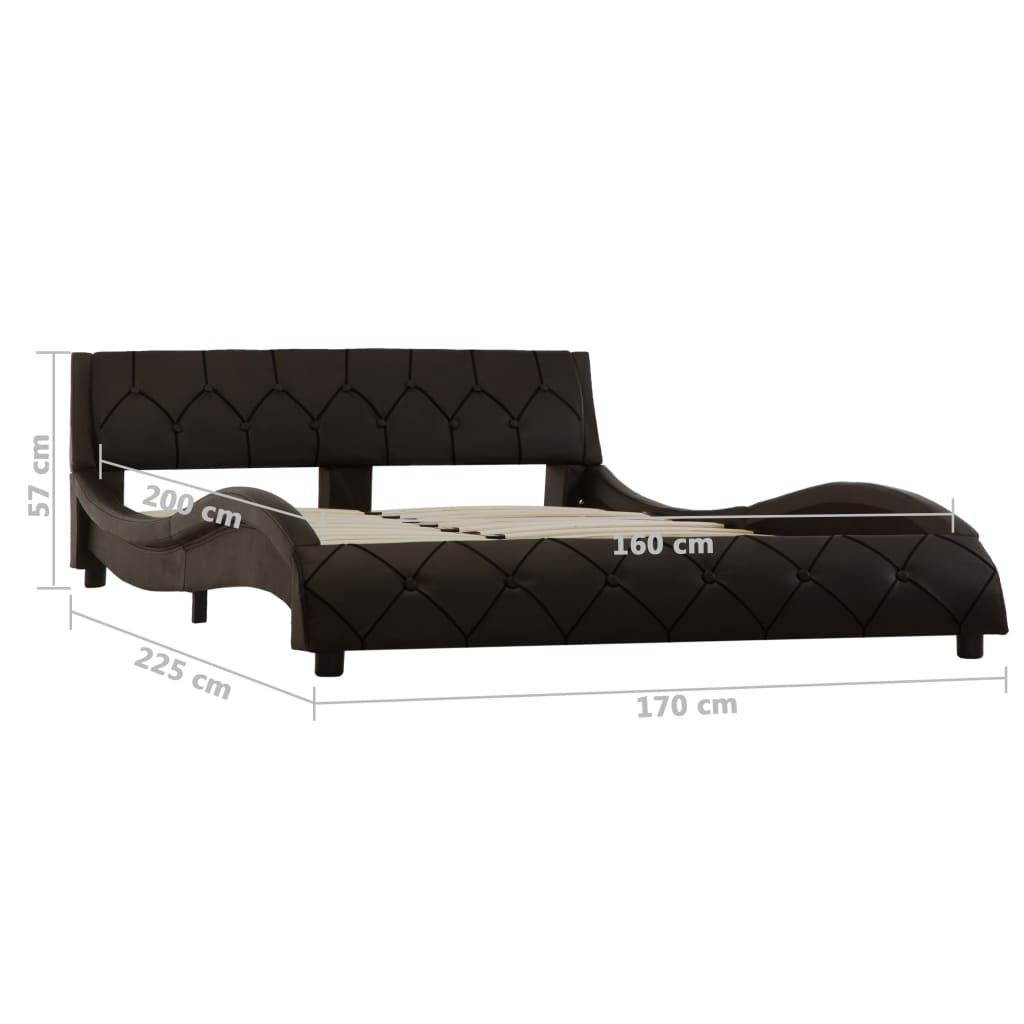 vidaXL Cadru de pat, gri, 160 x 200 cm, piele ecologică