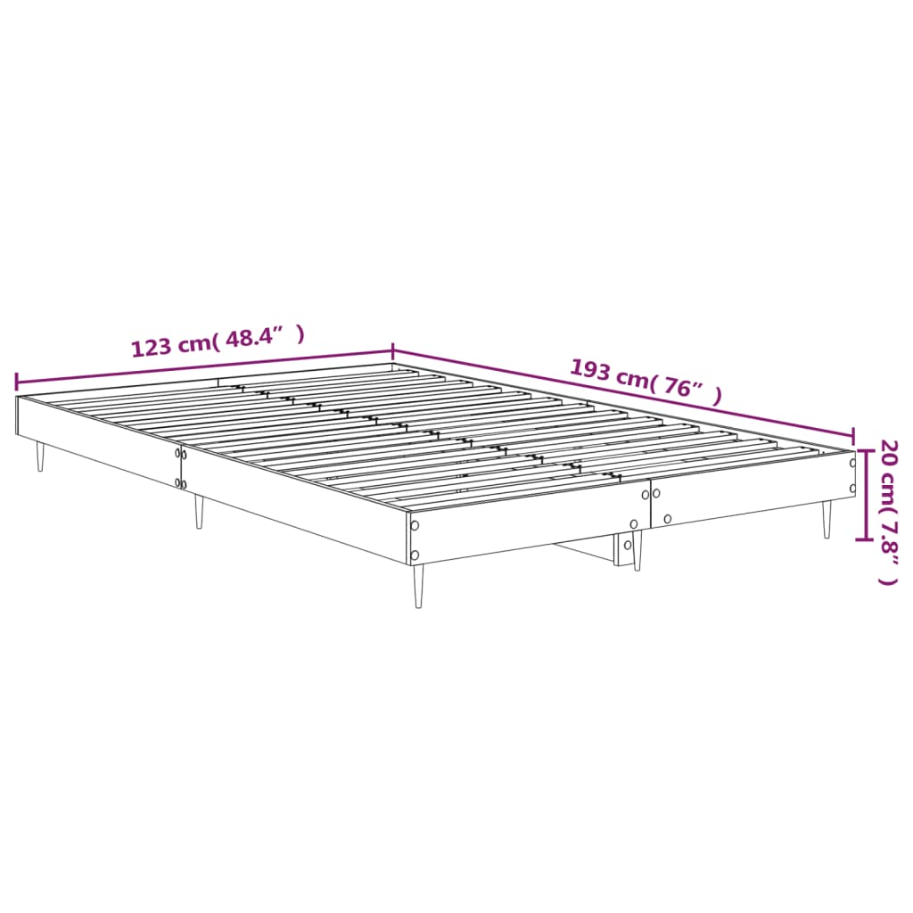 vidaXL Cadru de pat, gri beton, 120x190 cm, lemn prelucrat