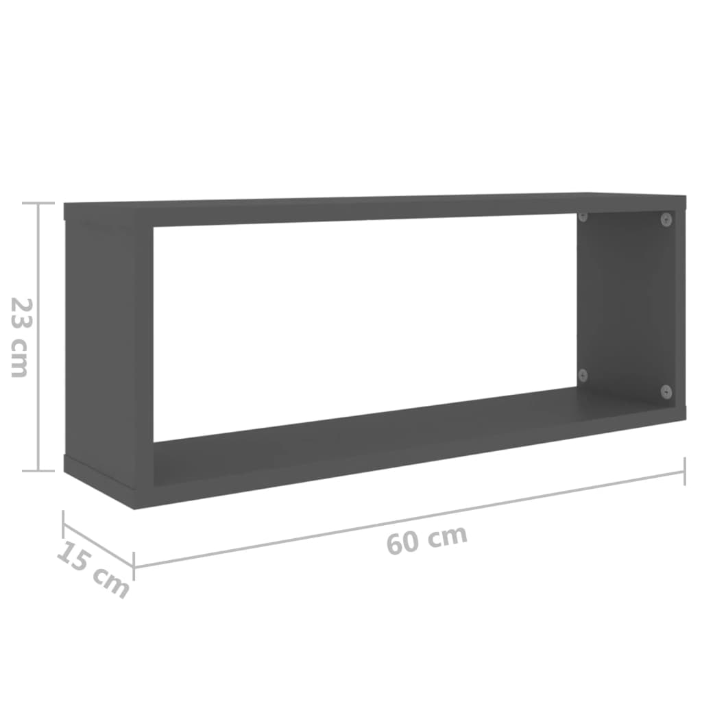 vidaXL Rafturi de perete cub, 4 buc, gri, 60x15x23 cm, PAL