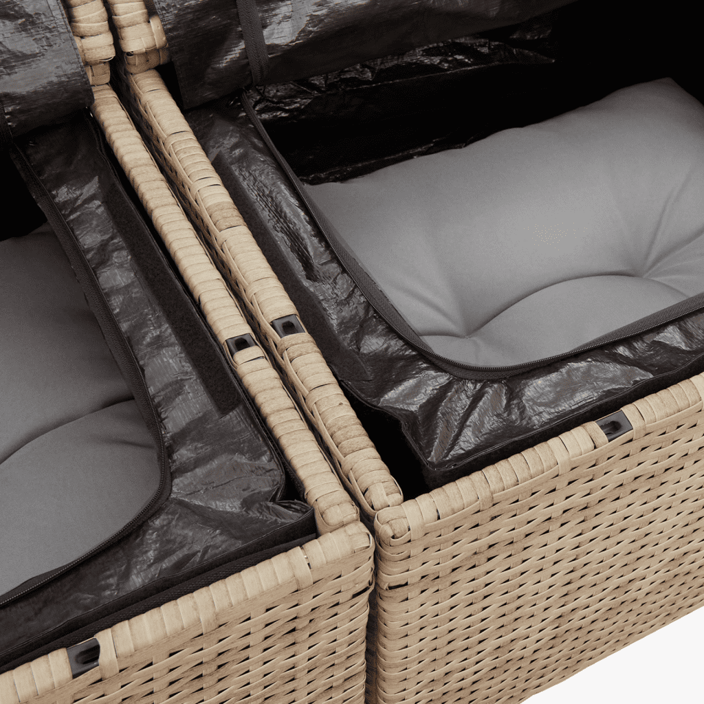 vidaXL Set canapele de grădină, 3 piese, cu perne, bej, poliratan