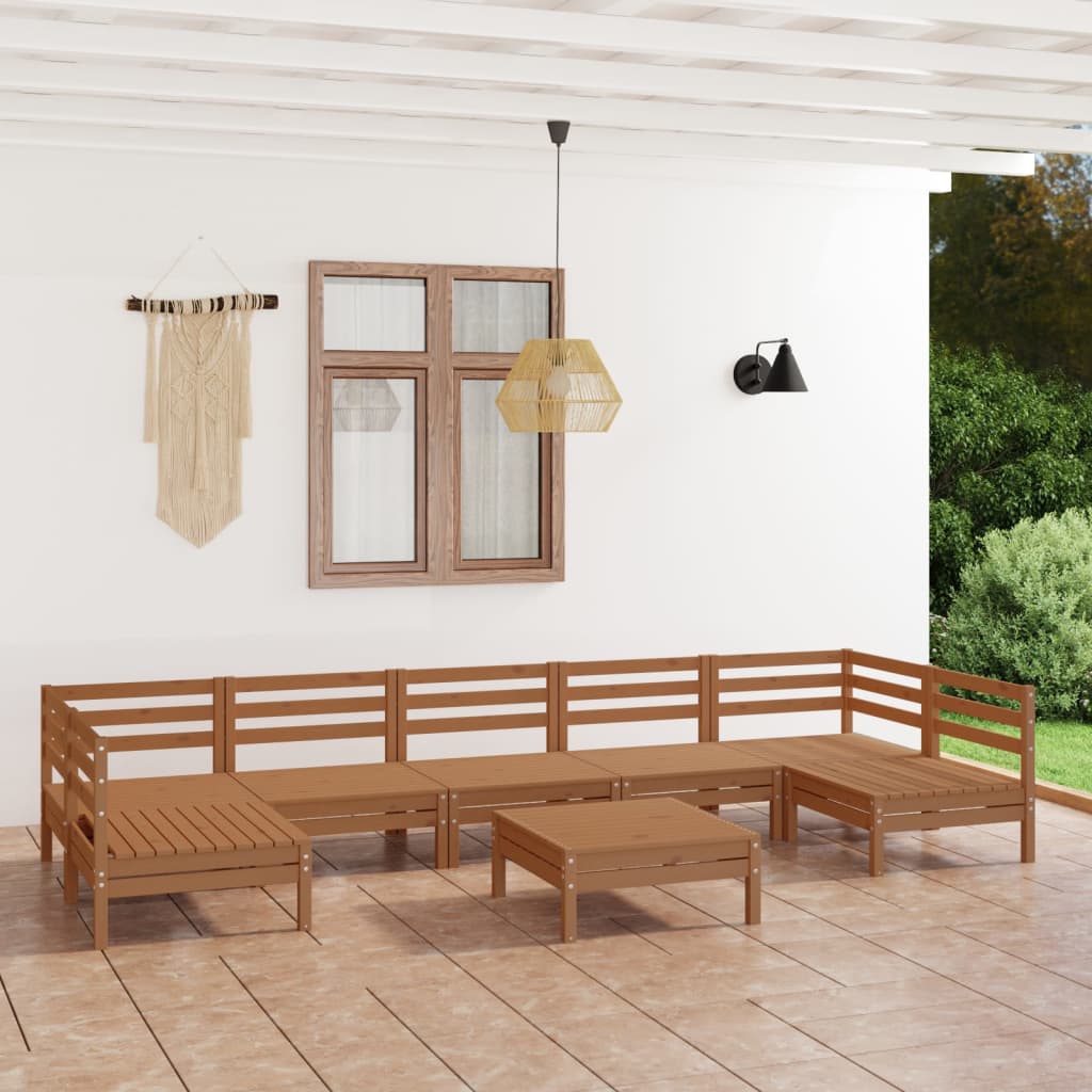 vidaXL Set mobilier grădină, 8 piese, maro miere, lemn masiv de pin